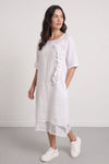 Lennon Rosette Linen Dress White – image 3 of 6