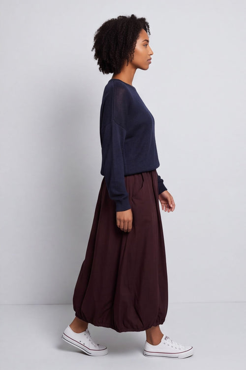 Wilfreda Puffball Cotton Skirt Burgundy – image 3 of 6