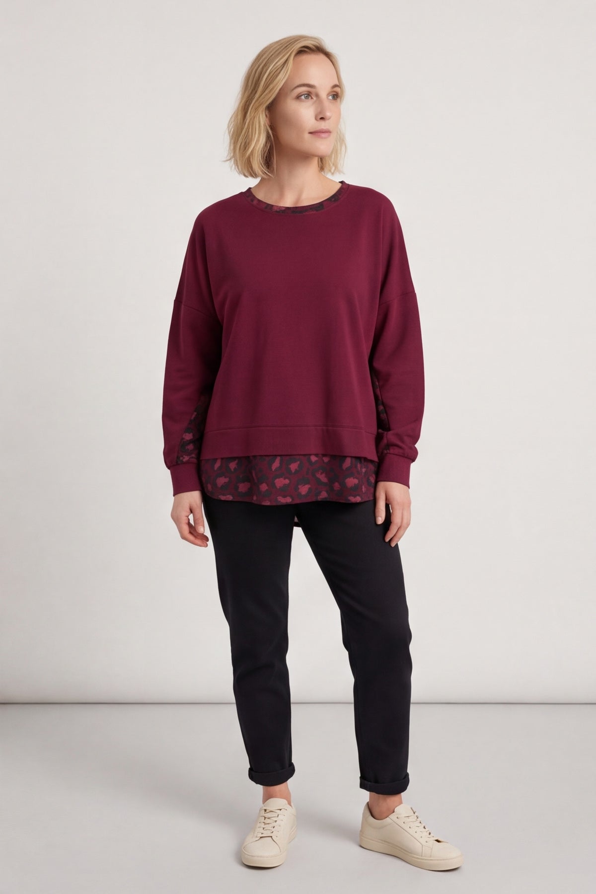 Nicky Leopard Print Cotton Top Burgundy – image 2 of 5