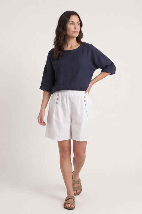 Arielle Linen Blend Shorts White – image 3 of 6