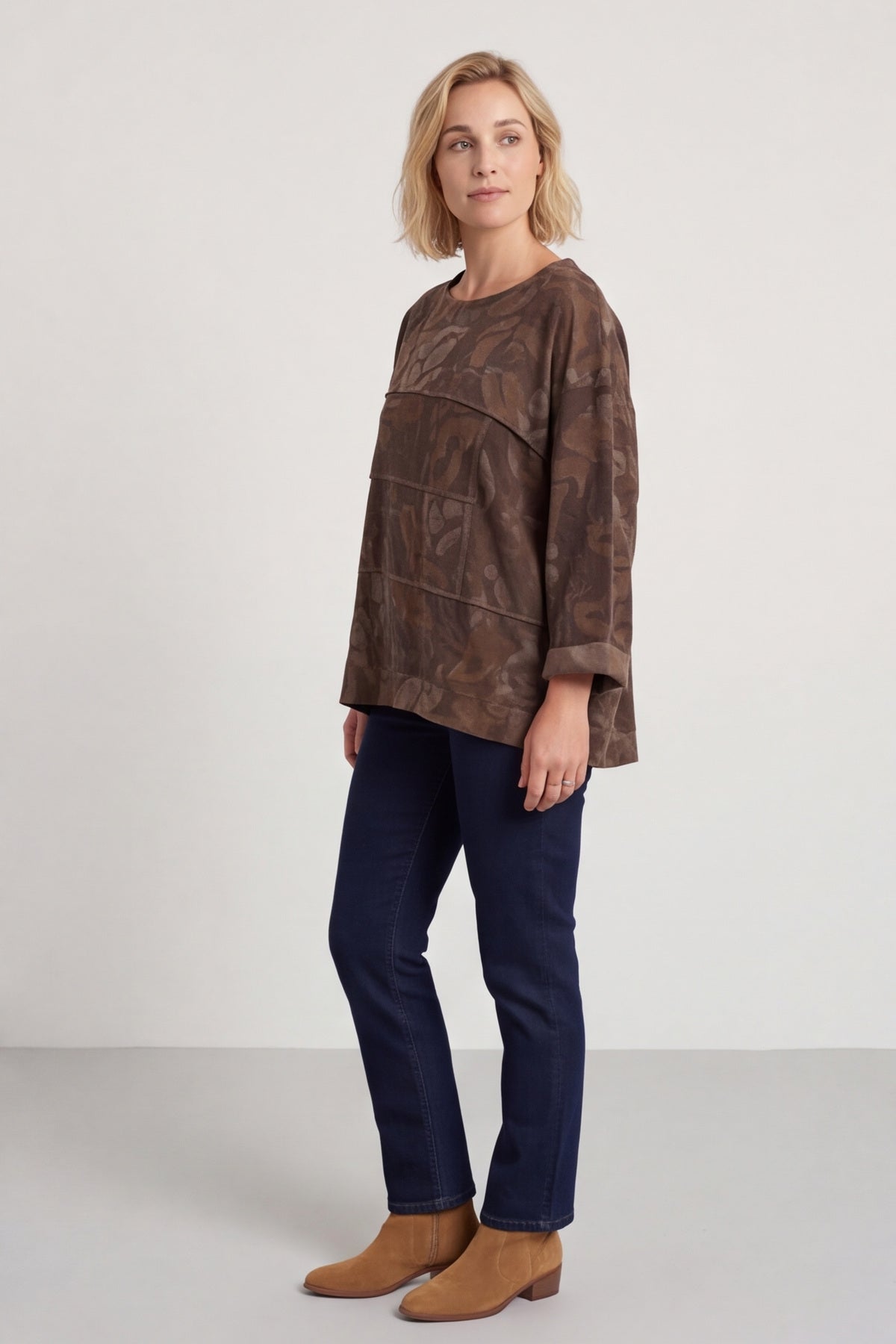Doreen Print Needlecord Top Nutmeg – image 3 of 6