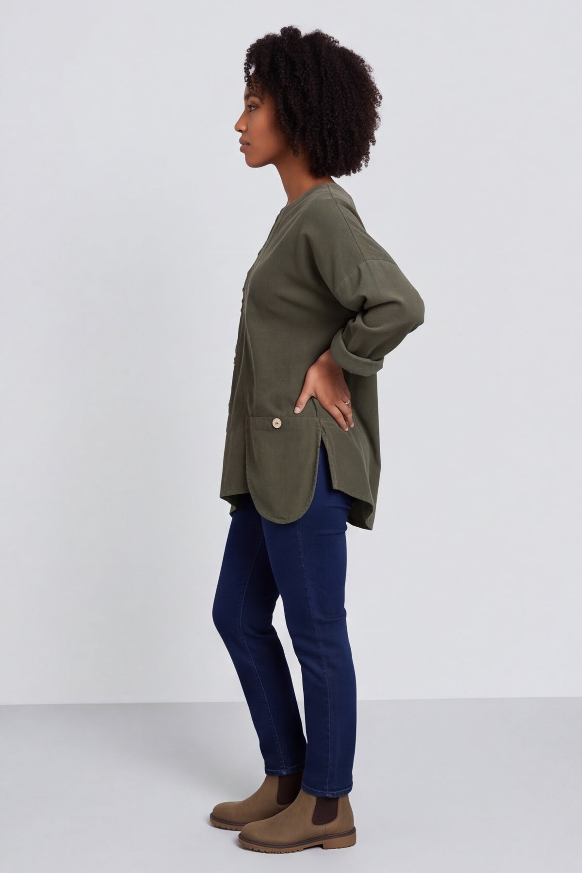 Jessa Needlecord Top Khaki – image 3 of 6