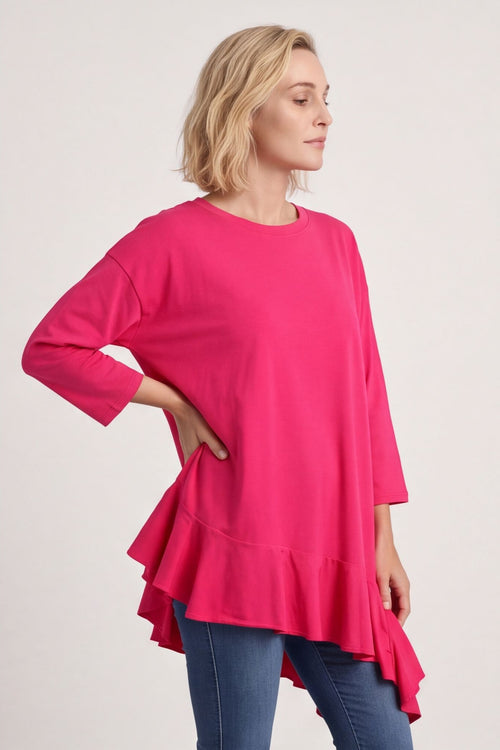 Carey Frill Cotton Top Fuchsia – image 3 of 6