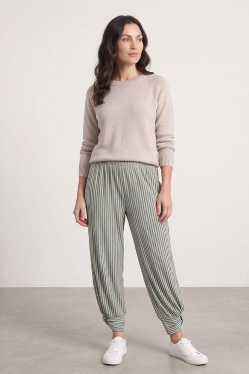 Jacinda Stripe Cotton Trousers Khaki – image 3 of 6
