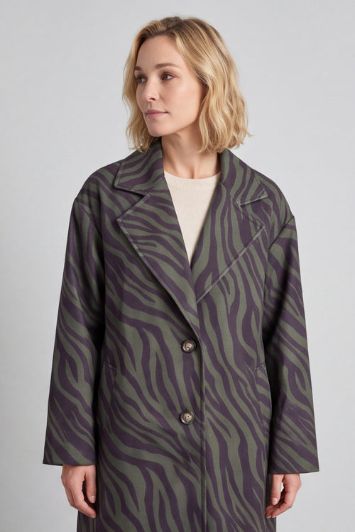 Jenna Zebra Print Coat Khaki – image 3 of 6