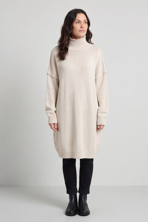 Bridie Polo Neck Knitted Tunic Stone – image 3 of 6
