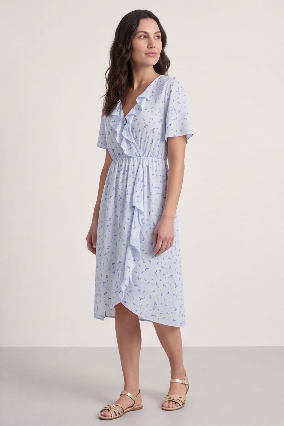 Etienne Floral Wrap Dress Light Blue – image 2 of 5