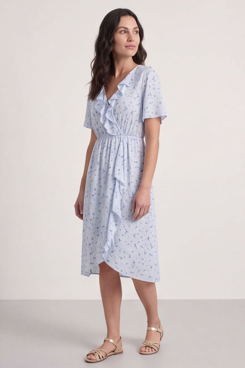 Etienne Floral Wrap Dress Light Blue – image 2 of 5