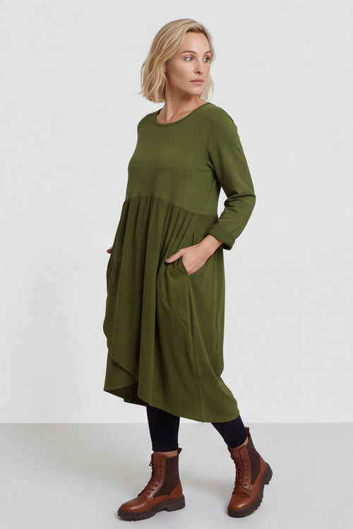 Regana Cotton Dress Olive – image 2 of 5