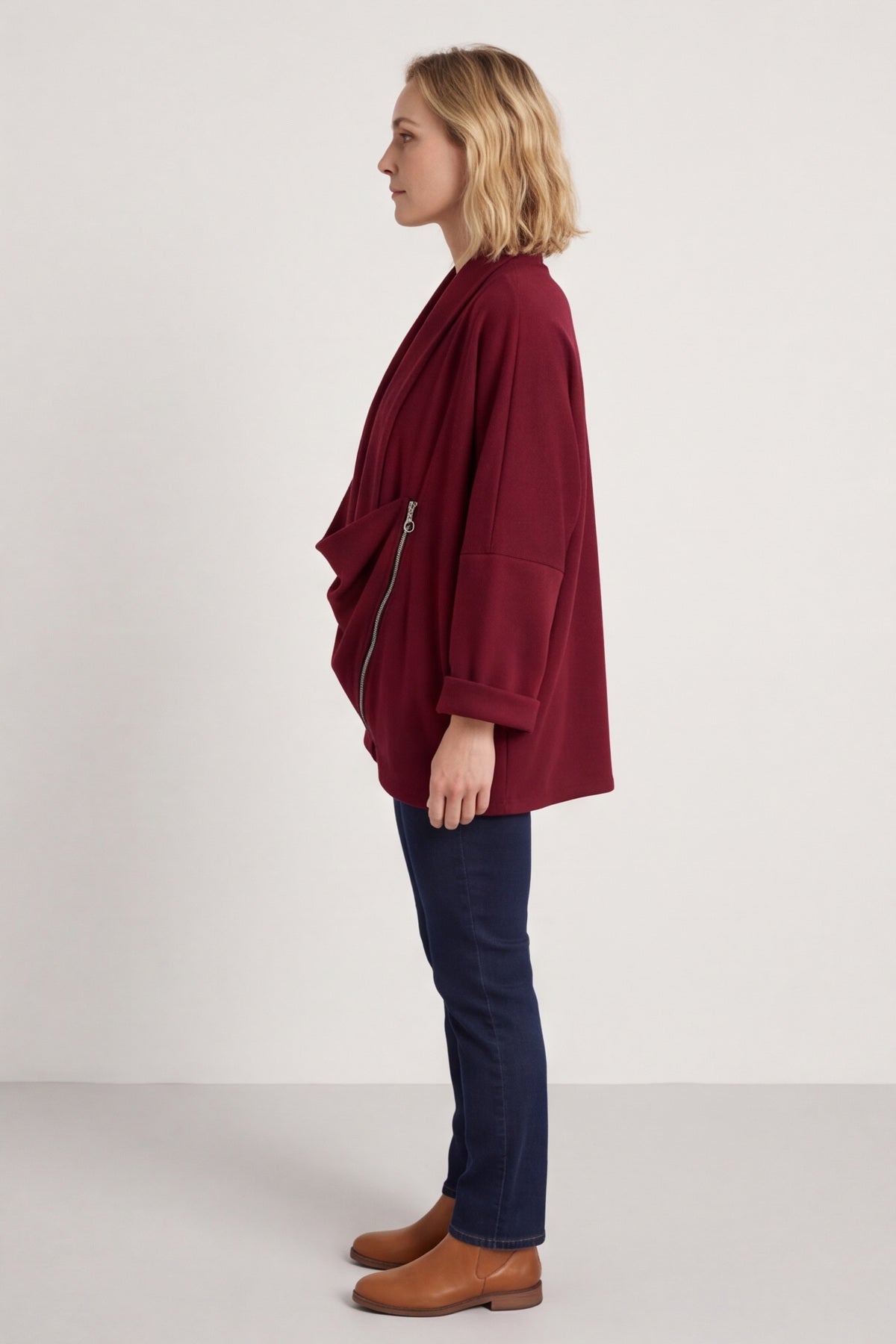 Floella Zip Cotton Jacket Wine – image 3 of 5