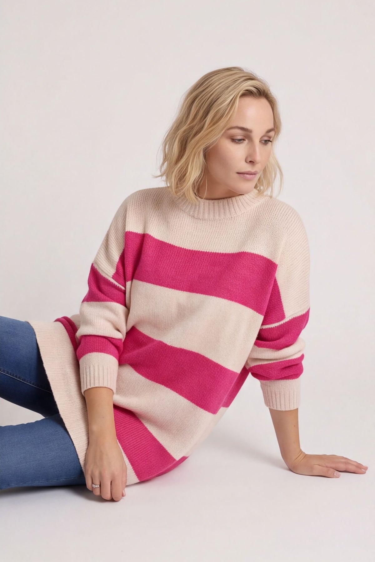 Doria Stripe Knitted Jumper Pink – image 2 of 5