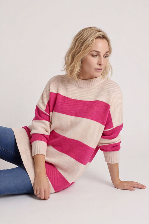 Doria Stripe Knitted Jumper Pink – image 2 of 5