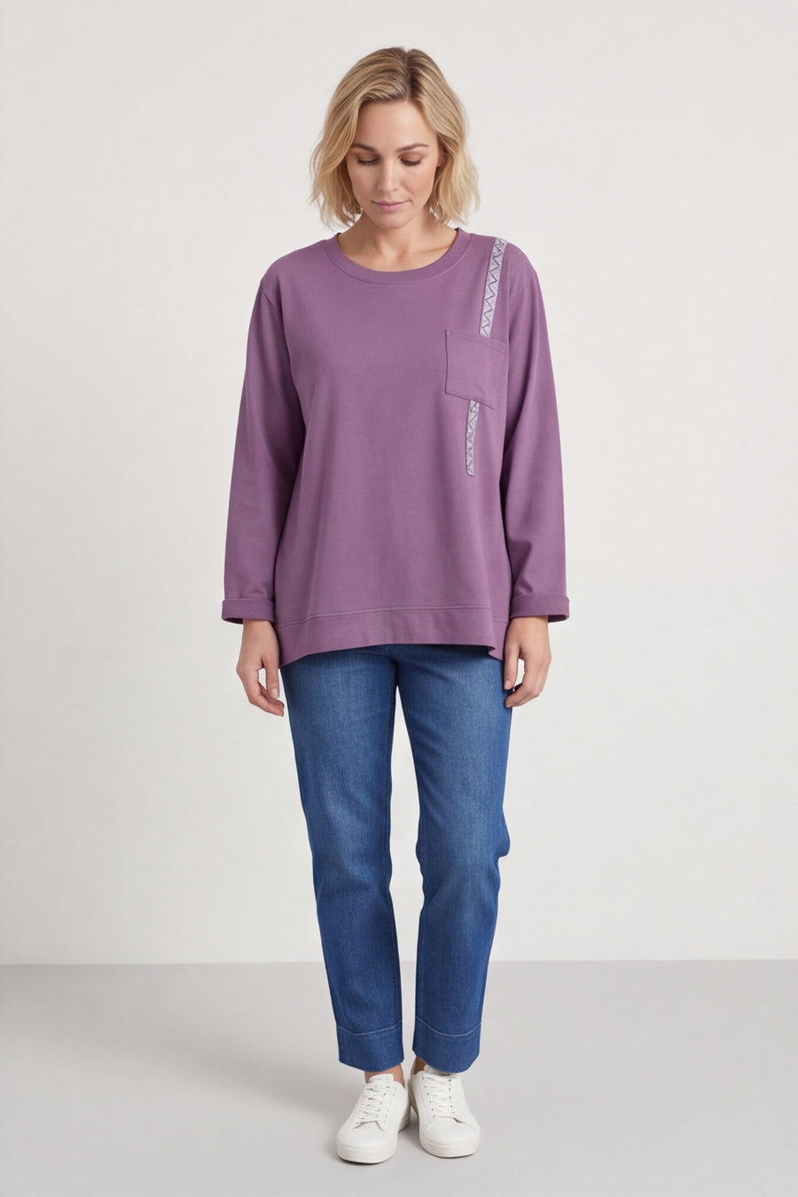 Barbara Pocket Cotton Top Purple – image 3 of 6