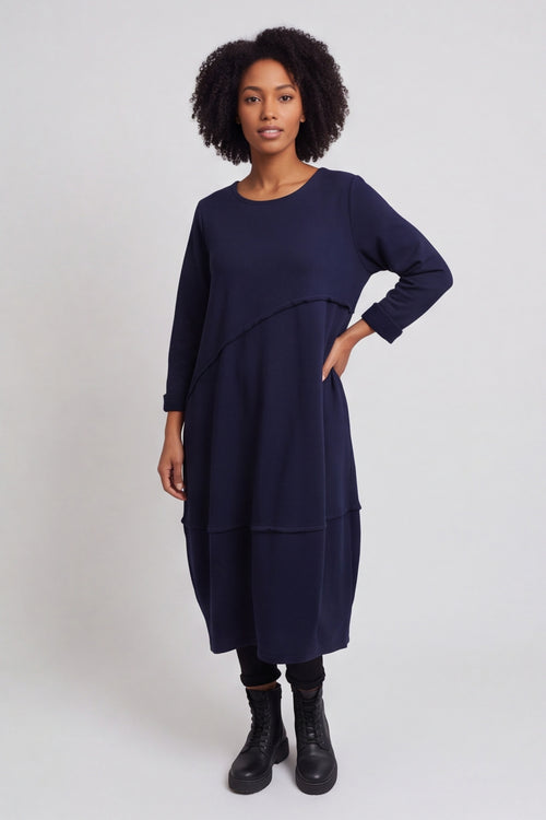 Minnie Seam Detail Cotton Tunic Navy – image 3 of 6