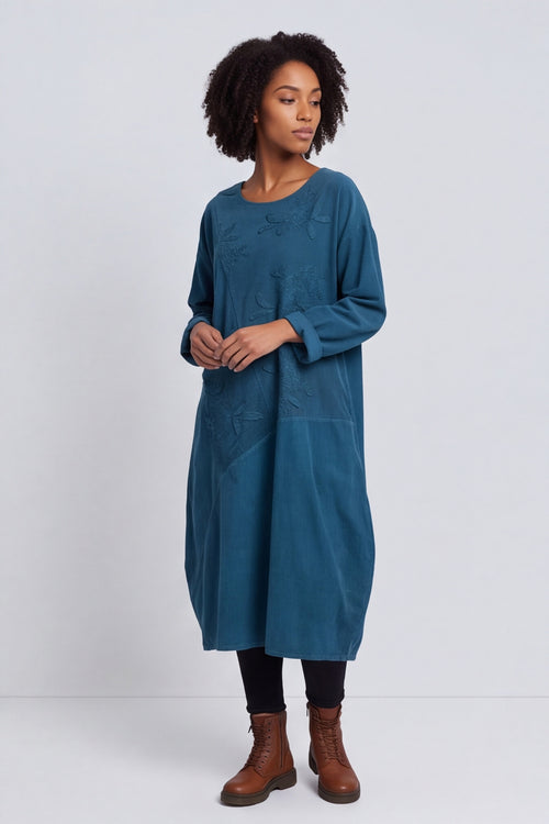 Laurie Needlecord Dress Teal – image 3 of 6