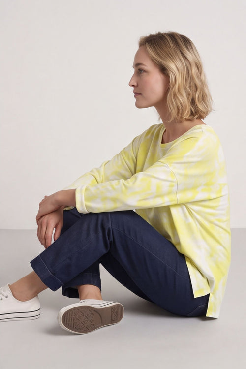 Charnette Long Sleeve Tie Dye Cotton Top Yellow – image 3 of 6