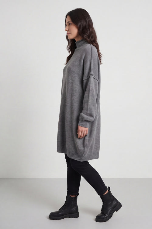Bridie Polo Neck Knitted Tunic Grey – image 3 of 6