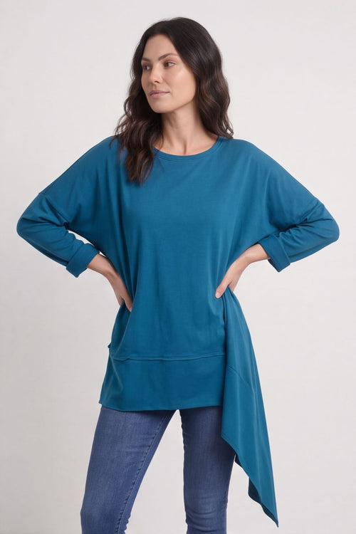 Margie Dip Side Cotton Top Teal – image 2 of 4