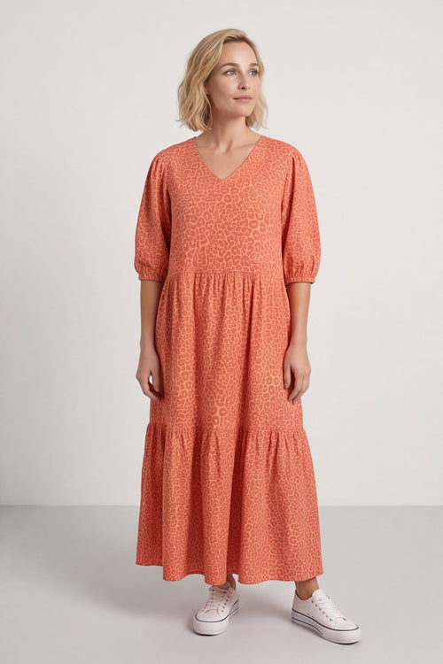 Paulette Animal Print Cotton Dress Orange – image 3 of 6