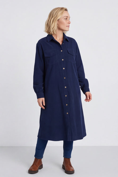 Dezi Needlecord Shirt Dress Navy – image 3 of 6