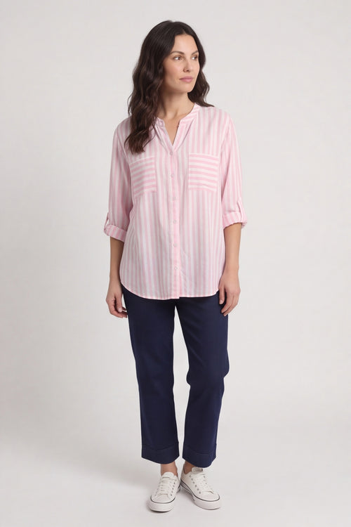 Jaynie Gingham Tie Front Shirt Pink – image 3 of 6