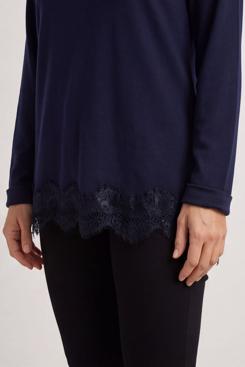 Chantelle Lace Detail Top Navy – image 3 of 5