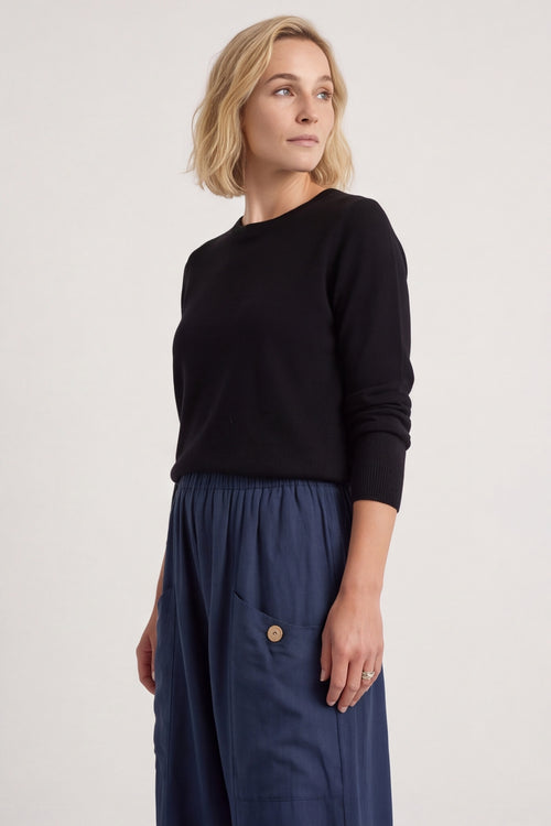 Clarisse Button Pocket Linen Trousers Navy – image 3 of 6