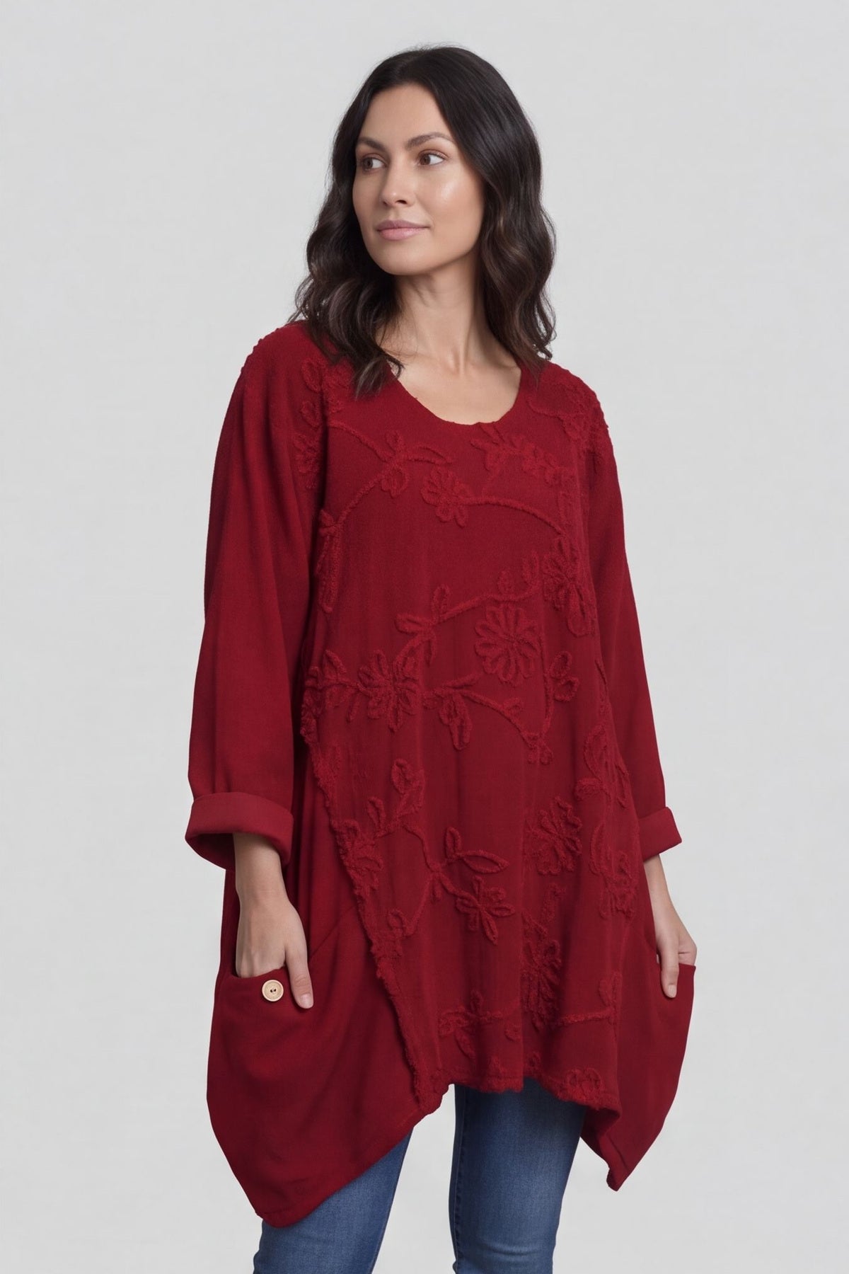 Rita Cord Detail Tunic Red – image 3 of 5
