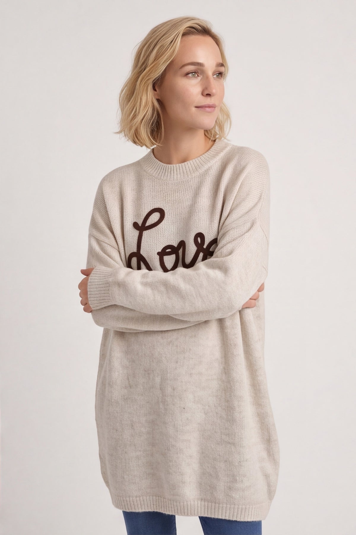 Love Knitted Jumper Dress Beige – image 3 of 5