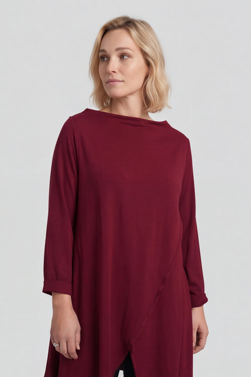Nelle Cowl Cotton Top Wine – image 3 of 6