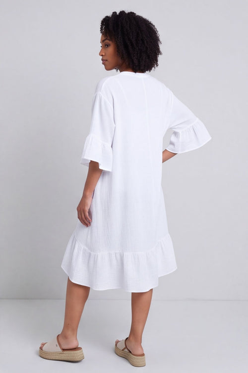 Crespa Crinkle Cotton Dress White – image 3 of 6