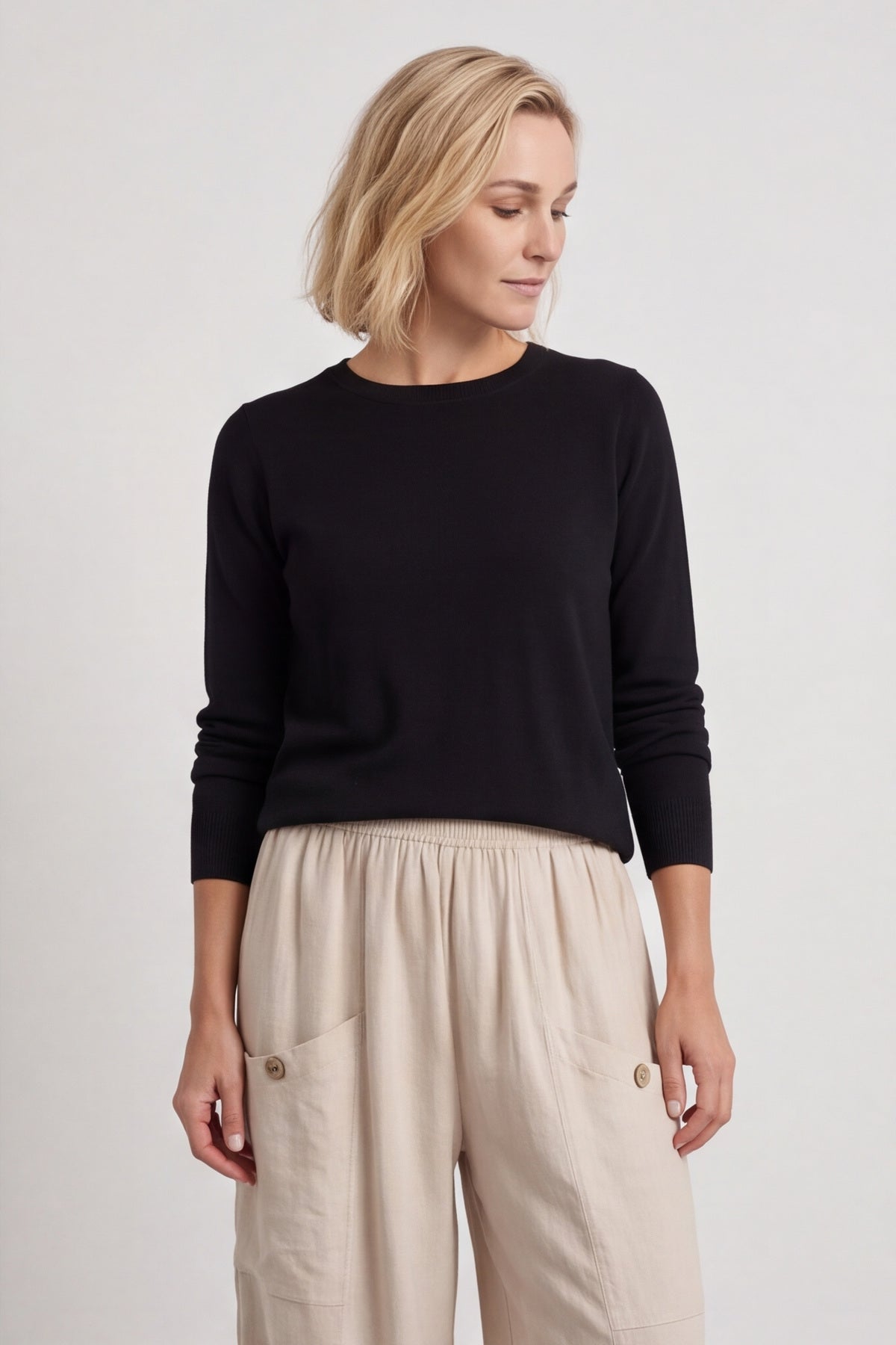 Clarisse Button Pocket Linen Trousers Stone – image 3 of 4