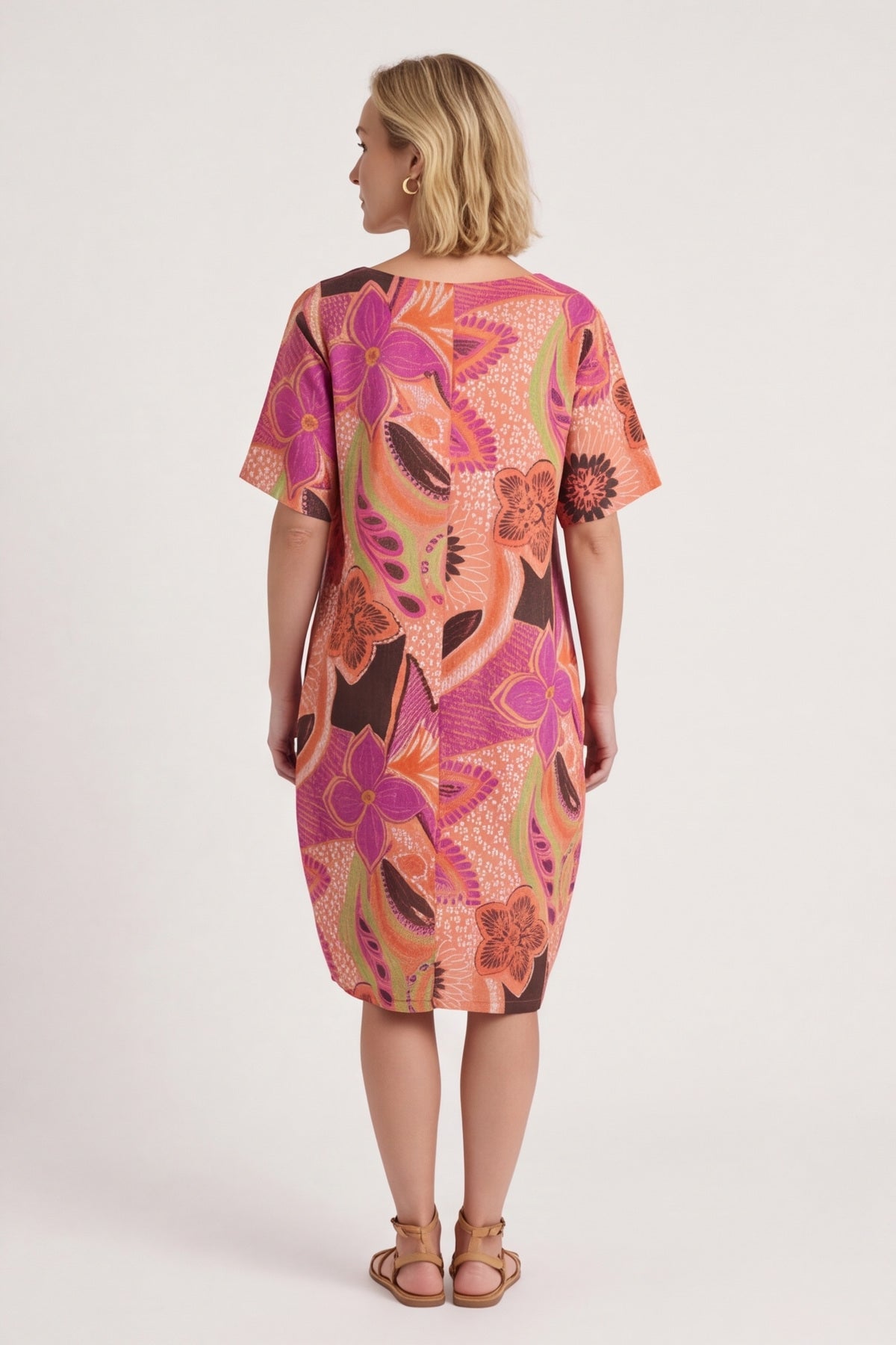 Aurora Leaf Linen Shift Dress – image 2 of 5