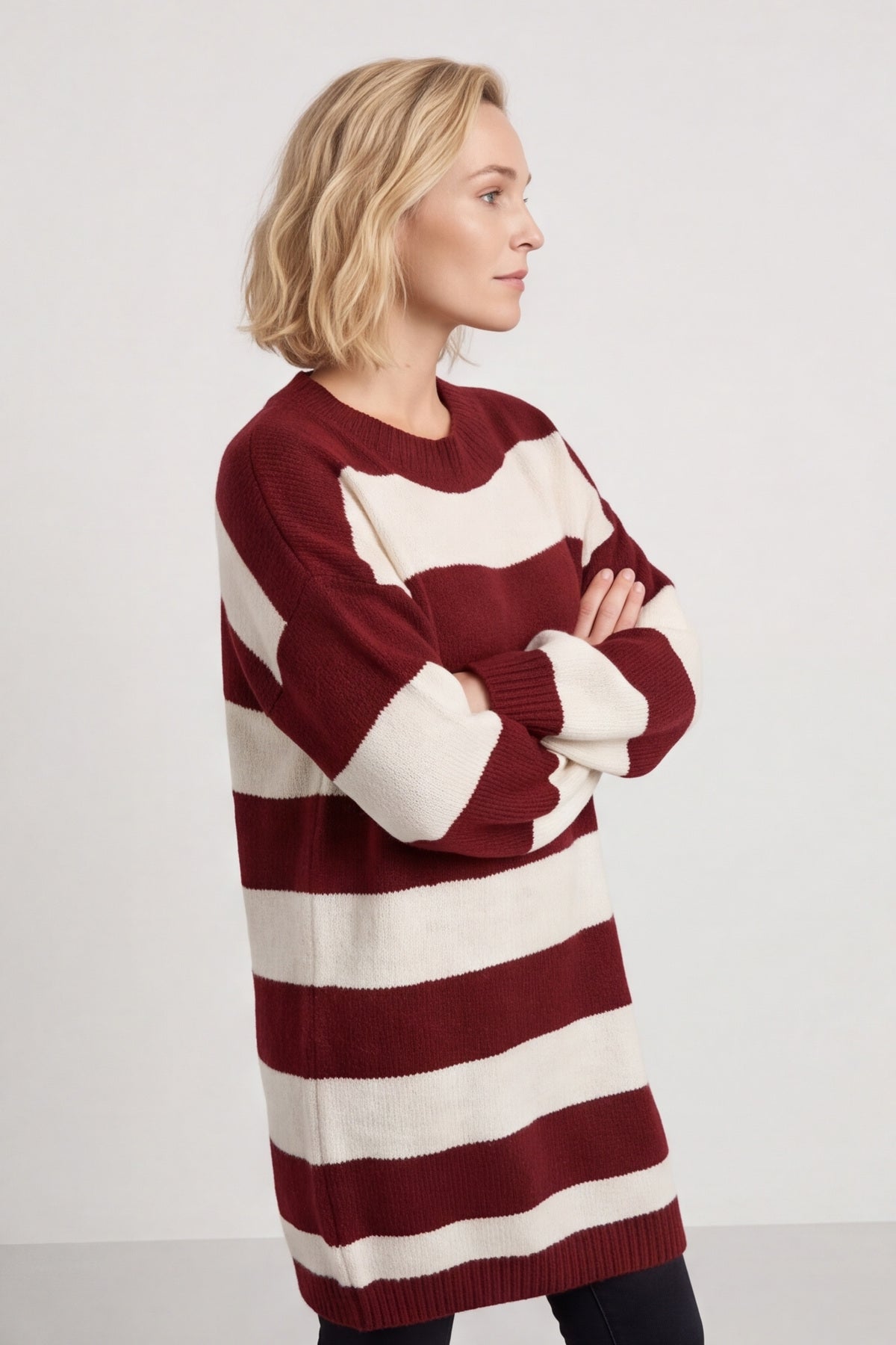 Osanna Stripe Knitted Jumper Wine – image 3 of 6