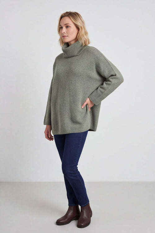Jude Polo Neck Knitted Jumper Khaki – image 3 of 6