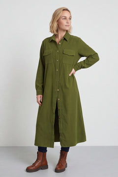 Dezi Needlecord Shirt Dress Olive – image 3 of 6