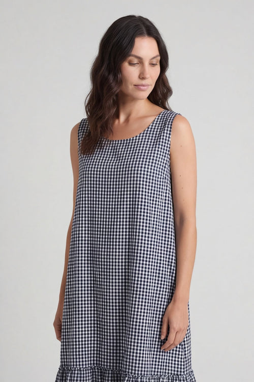 Imani Sleeveless Gingham Dress Navy – image 3 of 5