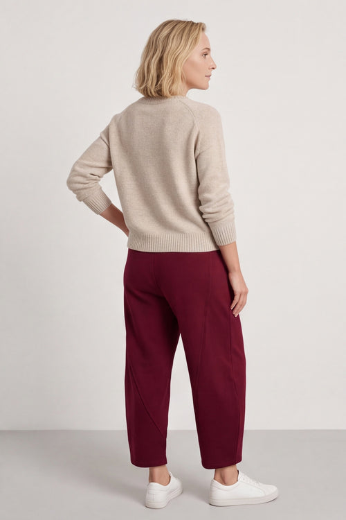 Yasmina Cropped Cotton Trousers Wine – image 3 of 6