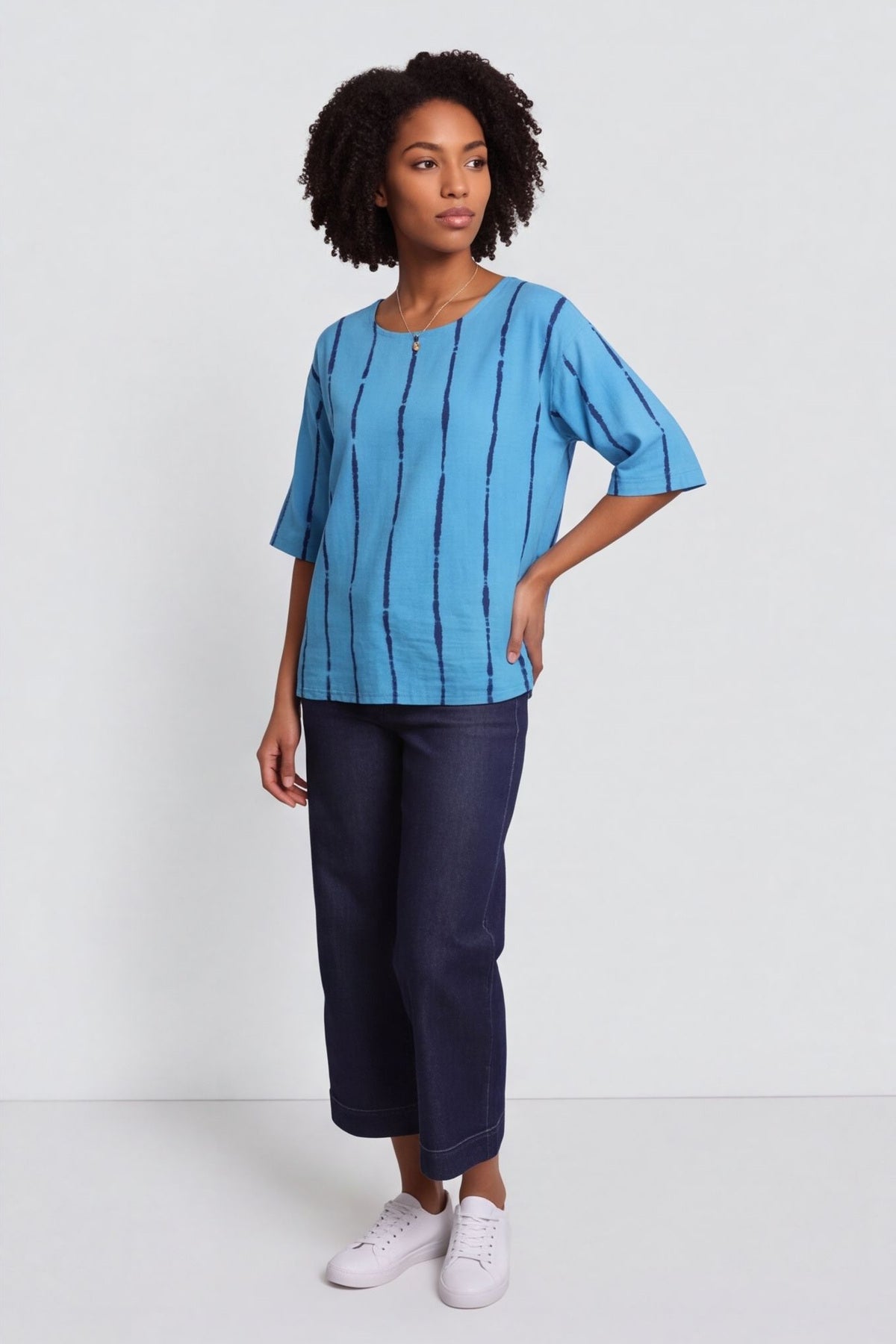 Kalia Stripe Linen Top Kingfisher – image 3 of 6