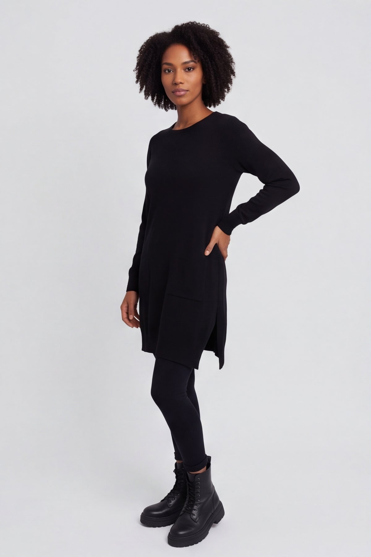 Elisa Pocket Knitted Tunic Black – image 3 of 6