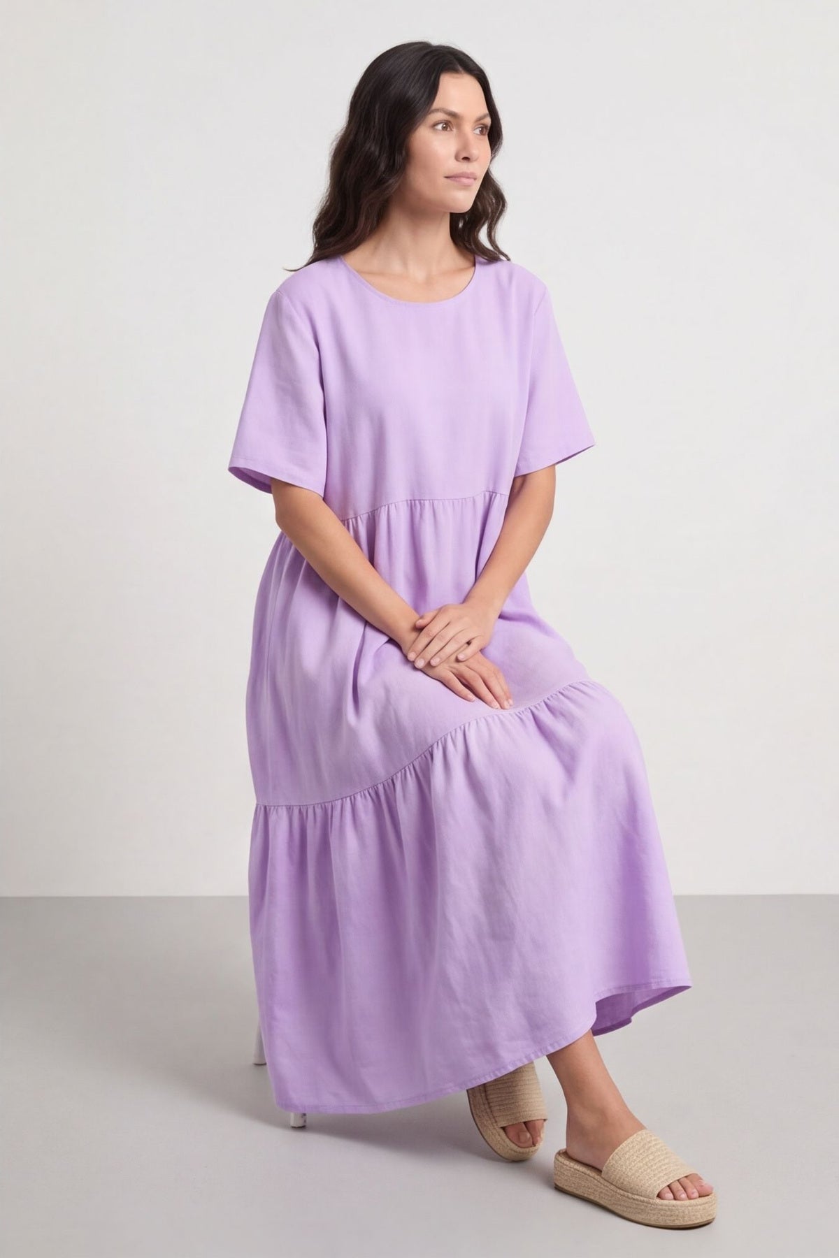 Nova Linen Dress Lilac – image 3 of 5