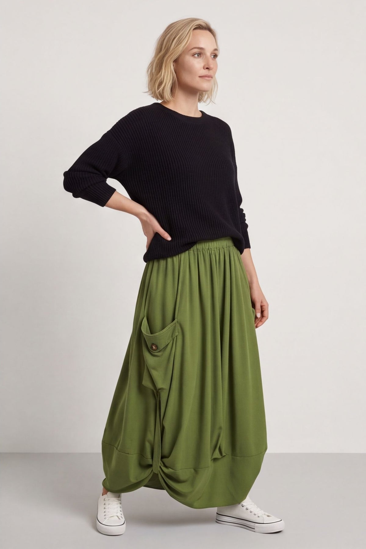 Lavone Cotton Skirt Olive – image 3 of 6