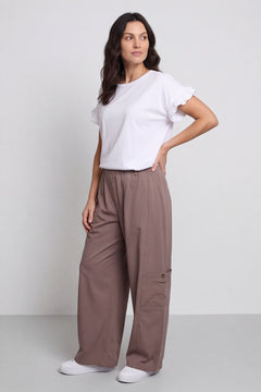 Blair Button Pocket Cotton Trousers Mocha – image 2 of 4
