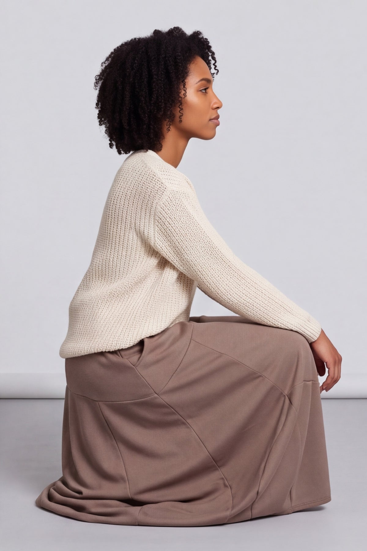 Georgetta Belted Cotton Skirt Mocha – image 3 of 4
