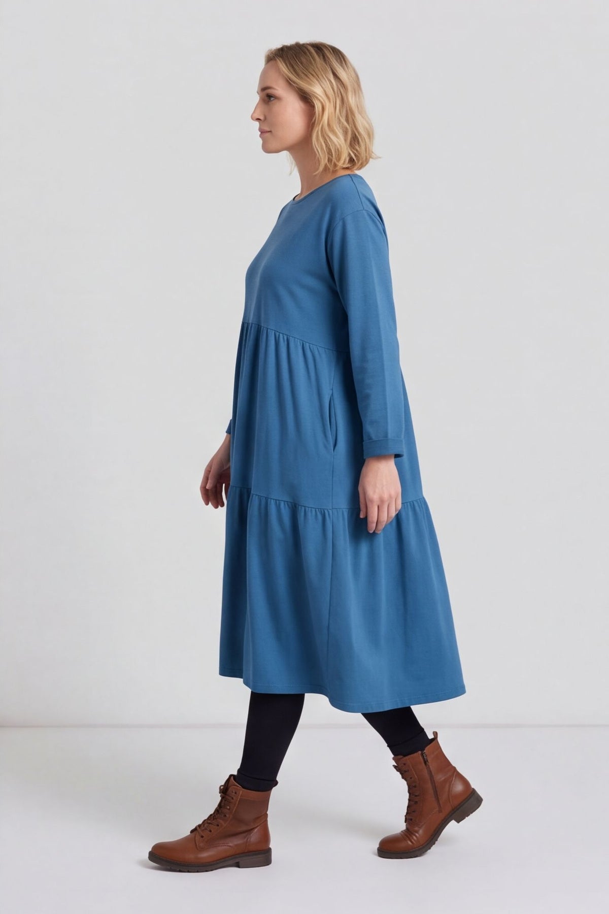 Petunia Tiered Cotton Dress Teal – image 3 of 6