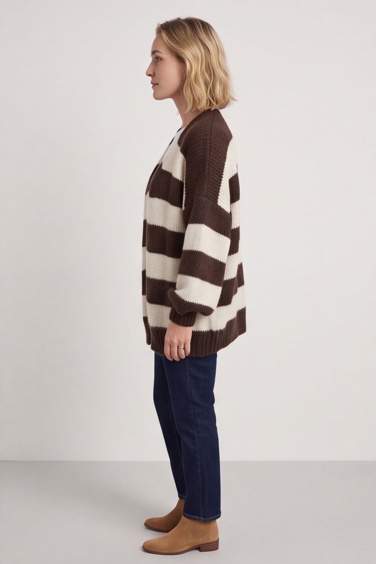 Kennedy Stripe Knitted Cardigan Cocoa – image 3 of 6