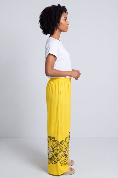 Aksana Flower Wide Leg Trousers Yellow – image 3 of 6