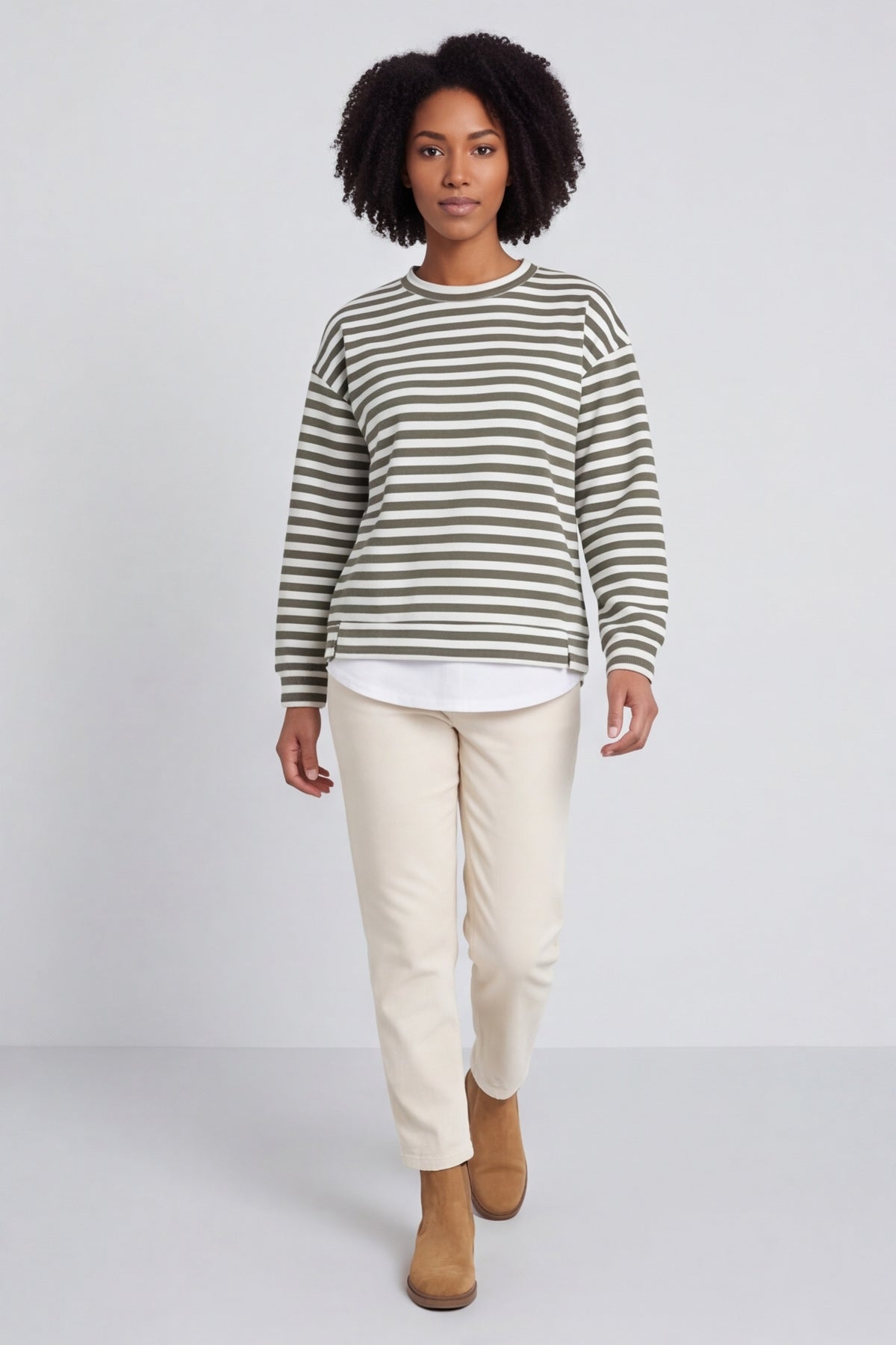 Capricia Stripe Top Khaki – image 3 of 6