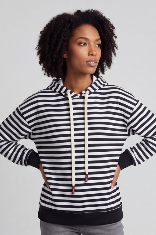 Selena Stripe Hooded Top Black – image 3 of 6