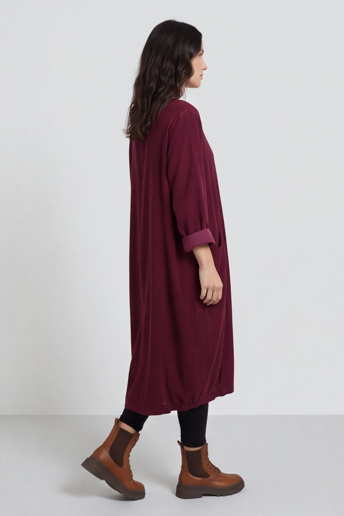 Liora Needlecord Dress Burgundy – image 3 of 5